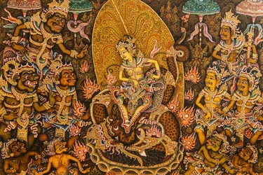 Semara e Ratih, dipinto di Ketut Mandra in mostra al Museo Puri Lukisan, Ubud, Bali, Indonesia